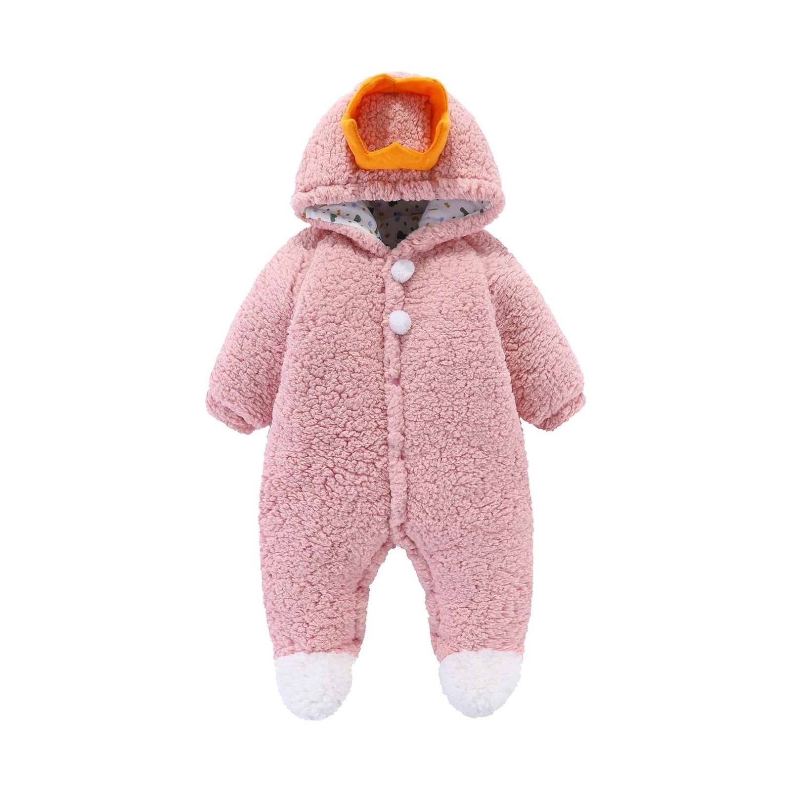 XDZJLR Fleece Baby Pajamas Winter Romper Jumpsuit Thermal Infant Outfit Thickened Warm Newborn Footie Sleeper Pink 6-9 Months