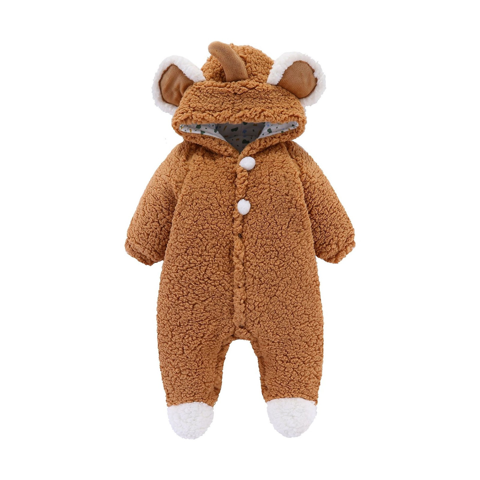 XDZJLR Baby Pajamas Winter Thermal Romper Jumpsuit With Design Cozy Warm Outfit Thickened Outerwear Toddlers In Cold Weather 9-12 Months