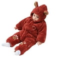 thumbnail image 1 of XDZJLR Fleece Baby Pajamas Winter Thermal Romper Jumpsuit Warm Lined Infant Outfit Cozy Padded Newborns Red 0-3 Months, 1 of 5