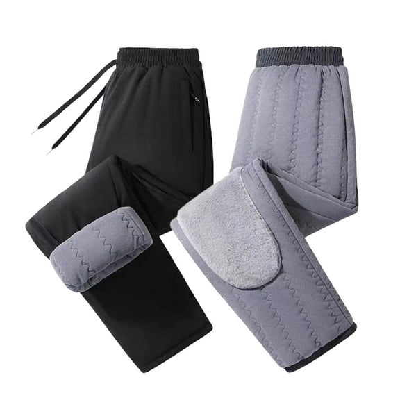 XDZJLR Fleece Sweatpants Men Winter Thermal Lined Casual Pants With Thickened Cold Weather Comfort Everyday Wear Sweat Pants For Men Black Xl