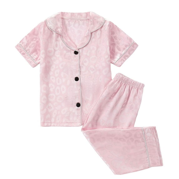 XDZJLR Girl'S Outfits Boys Short Sleeve Leopard Tops T Shirt Pants Casual Set