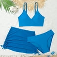 thumbnail image 1 of XDZJLR Girl Swimsuit for 3 Piece Plain Wrap Bikini with Ruched Cover Up Skirt Set Swimwear Sky Blue 10-11 Years, 1 of 7