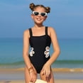 thumbnail image 1 of XDZJLR Girls Bathing Suit Adjustable Straps Out Hollow Solid Color Floral Print Beach Holiday Fashion One Piece Swim Suit Black 9-10 Years, 1 of 7