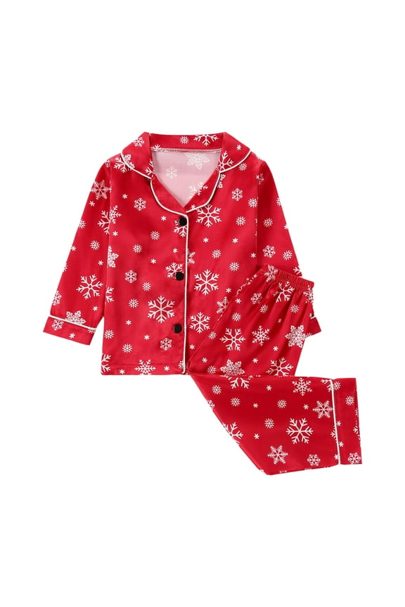 Girls Christmas Loungewear Toddler Boys Xmas Long Sleeve Cartoon Prints T Shirt Tops Pants Kids Outfits Homewear Pj Red 5-6 Years