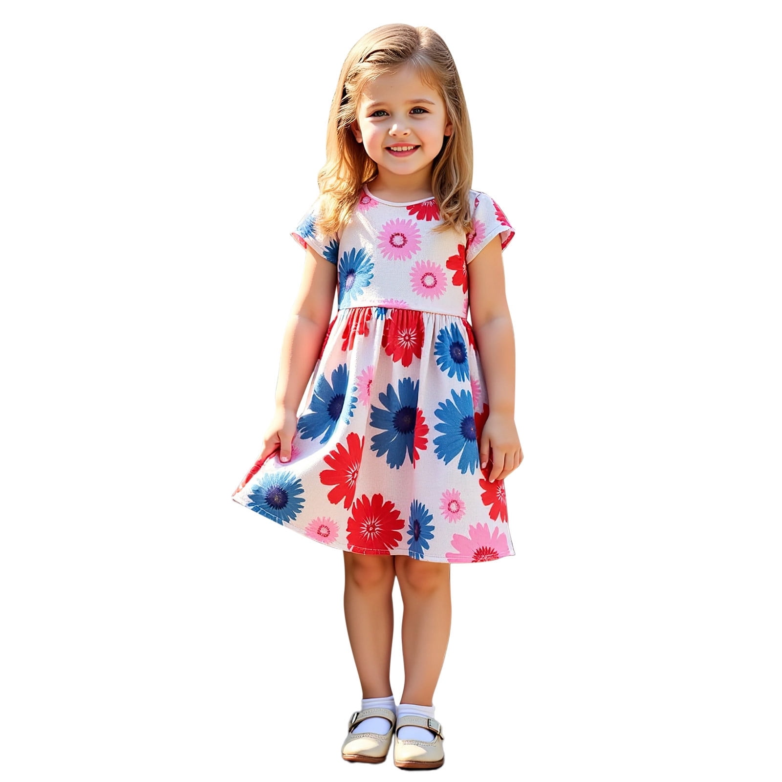 Summer Arrival Floral and Plaid Pattern Sleeveless Dress for Stylish Girls