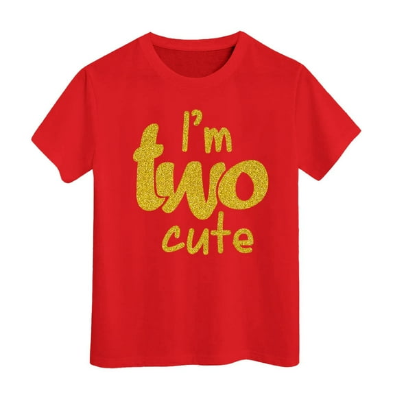 XDZJLR Girls Shirts 2Nd Birthday Outfits for Toddler Im Two Cute 2 Years Old Second Birthday T Shirt Red 8-9 Years