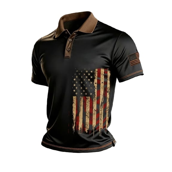 XDZJLR Golf Shirt Men 250 Anniversary Usa Independence Day Print Short Sleeve Tops Celebrations Big And Tall Mens Polo Shirt S-5Xl