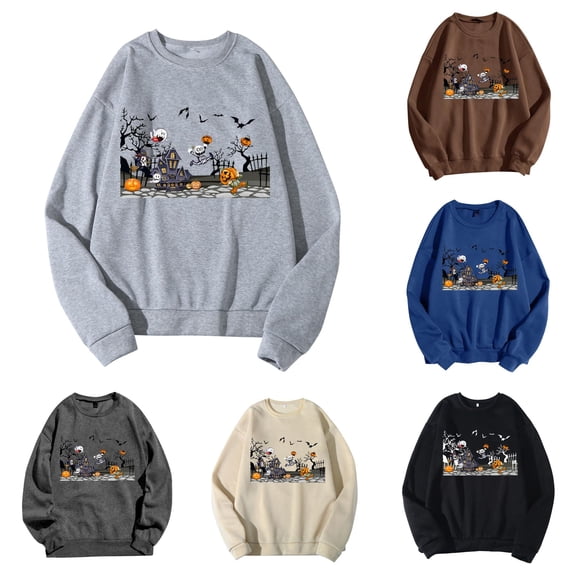 XDZJLR Halloween Sweatshirt For Men Funny Graphic Long Sleeve Crewneck Casual Winter Fall Winter Pullover Tops