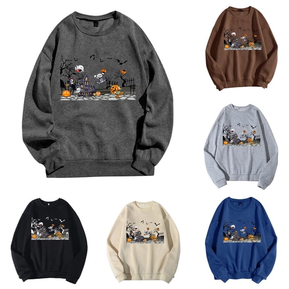 XDZJLR Halloween Sweatshirts For Men Funny Graphic Long Sleeve Crewneck Casual Winter Fall Winter Pullover Tops