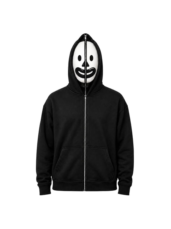 Halloween Zip Up Hoodies For Men Full Face Mask Funny Graphic Jacket With Pockets Fall Winter Pullover Hooded Sweatshirt