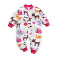 thumbnail image 1 of XDZJLR Kids Boys Girls Flannel Sleepwear Girl Boy Thick Warm Playsuit Romper Clothes Homewear Pjs Pajamas Outfits Light Pink 9-12 Months, 1 of 3