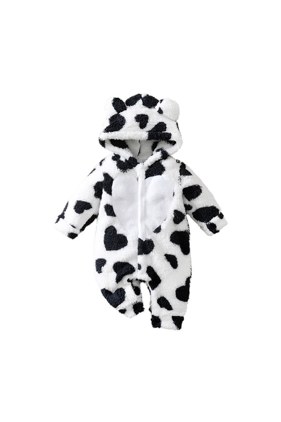 Kids Boys Girls Onesie Pajamas Flannel Hooded Romper Jumpsuit With Heart Print Lined Outfit Baby Toddler Winter Fall Home Outdoor Play Sleepwear Black 0-3 Months
