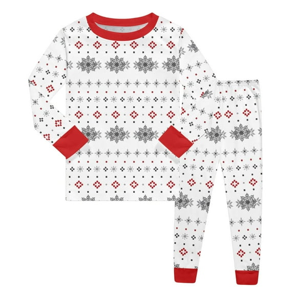 XDZJLR Kids Christmas Sleepwear Boys Themed Long Sleeve With Festive Print Holiday Family Soft Two Piece Kids Xmas Pjs Red 8T