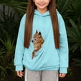 thumbnail image 1 of XDZJLR Kids Hoodies Top Girls' Sweatshirts Puppies Cats Shoulder Straps Pockets Long Sleeve Hooded Sweatshirts Hoodie Sky Blue 3-4 Years, 1 of 6