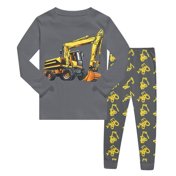 XDZJLR Kids Loungewear Children'S Long Sleeve Boys Cartoon Personality Print Casual Loose Pjs Nightwear Grey 8T