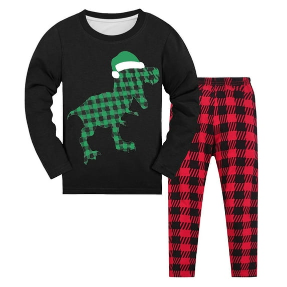 XDZJLR Kids Pajamas Sets Little Boys Girls Christmas Toddler Holiday Clothes Long Sleeve 2 Pcs Sets Pjs Homewear Black 6T