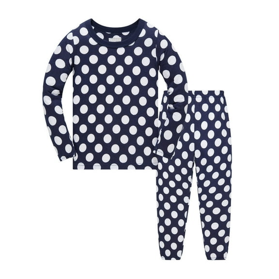 XDZJLR Kids Pajamas Sets Set Boys Girls Cartoon Print Long Sleeve Pants Outfit Soft Comfortable Toddler Children Pjs Sleepwear Navy 6T