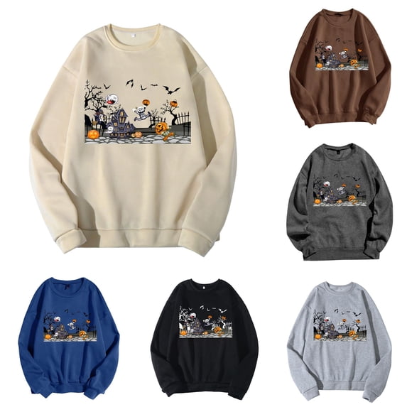 XDZJLR Men Halloween Sweatshirt Funny Graphic Long Sleeve Crewneck Casual Winter Fall Winter Pullover Tops
