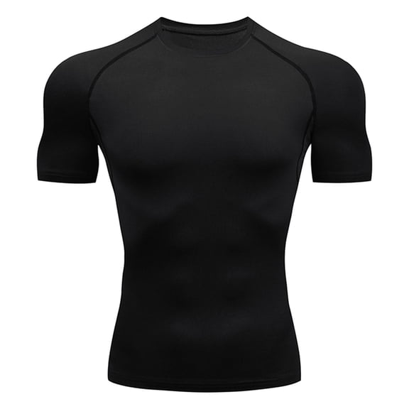 XDZJLR Men’s Compression Shirts Short Sleeve Cool Dry Sports Athletic Workout Base Layer Undershirt T-Shirt Tops Black L