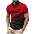 thumbnail image 1 of XDZJLR Men's Polo Shirt Striped Leisure Fashion Design Lapel Button Short Sleeve Tops T Shirt for Men, 1 of 7