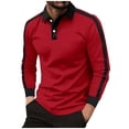 thumbnail image 1 of XDZJLR Men's Polo Shirts Color Blocked Button Up Collar Sportswear With Long Sleeved Design Long Sleeved T Shirt Basic Polo Shirts For Men S-3Xl, 1 of 9
