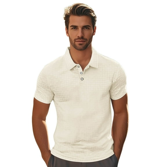 XDZJLR Men's Polo Shirts Heavy Corduroy Casual Business Loose Short Sleeve Shirt Blouse Khaki S