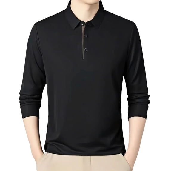 XDZJLR Men's Polo Shirts Long Sleeve Shirt Solid Color Collared Top Casual Business Classic Polo Shirts For Men M-4Xl