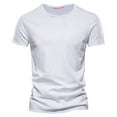 thumbnail image 1 of XDZJLR Men's T Shirts Fashion Casual Solid Color Cotton Crewneck Short Sleeve Tees, 1 of 2
