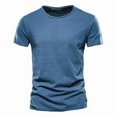 thumbnail image 1 of XDZJLR Men's T Shirts Fashion Casual Solid Color Cotton Crewneck Short Sleeve Tees, 1 of 6