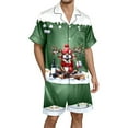 thumbnail image 1 of XDZJLR Mens Christmas Pajama Xmas Printed Silk Satin Short Sleeved Button Up Pajamas Set Pj'S Sleepwear Light Green Xxl, 1 of 4