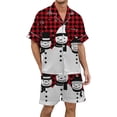 thumbnail image 1 of XDZJLR Mens Christmas Pajamas Xmas Printed Silk Satin Short Sleeved Button Up Pajamas Set Pjs Sleepwear White L, 1 of 4