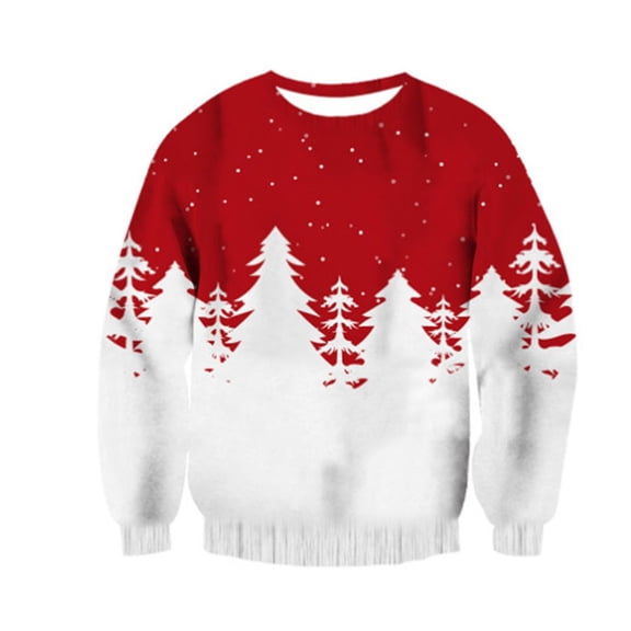 XDZJLR Mens Christmas Sweatshirt Fall Winter Crew Neck Sweatshirts Xmas 3D Digital Print Long Sleeve Sweatshirt Soft Dailywear White L