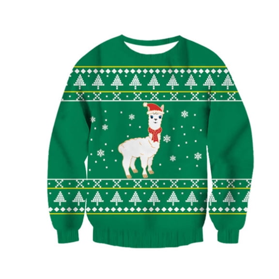 XDZJLR Mens Christmas Sweatshirt Fall Winter Crew Neck Sweatshirts Xmas 3D Digital Print Long Sleeve Sweatshirt Warm Dailywear Green L