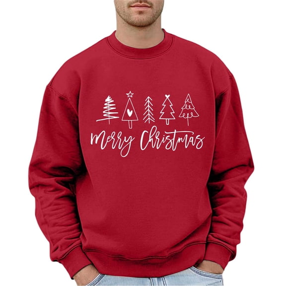 XDZJLR Mens Christmas Sweatshirt Festive Print Sleeveless Sweatshirts Holiday Stylish Winter Layering Top Comfortable Dailywear Red Xl