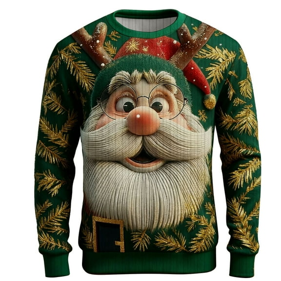 XDZJLR Mens Christmas Sweatshirt Knit Ribbed Hoodless Pullover Sweatshirts Long Sleeve Crewneck Casual Winter Top Fashion Soft Dailywear Green S