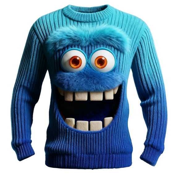 XDZJLR Mens Christmas Sweatshirt Print Crewneck Sweatshirts Long Sleeve Casual Pullover Top Holiday Graphic Everyday Wear Comfortable Dailywear Blue S