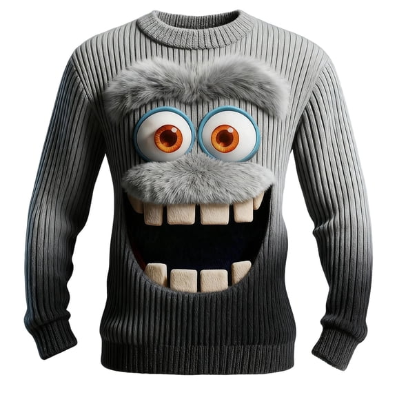 XDZJLR Mens Christmas Sweatshirt Print Crewneck Sweatshirts Long Sleeve Casual Pullover Top Holiday Graphic Everyday Wear Warm Dailywear Grey S