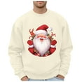 thumbnail image 1 of XDZJLR Mens Christmas Sweatshirt Xmas Graphic Print Pullover Hoodie Festive No Hood Crewneck Sweatshirts For Men Beige L, 1 of 4