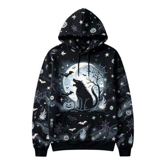 XDZJLR Mens Halloween Hoodie Graphic Casual Long Sleeve With Pockets Fall Winter Pullover Hooded Sweatshirts