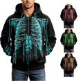 thumbnail image 1 of XDZJLR Mens Halloween Zip Up Hoodies Skeleton Graphic Casual Long Sleeve Jacket Fall Winter Big And Tall Mens Hooded Sweatshirts, 1 of 6