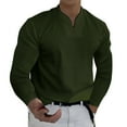 thumbnail image 1 of XDZJLR Mens Polo Shirt Solid Color Long Sleeve With Pocket Lapel V Neck Fashion Leisure Business Oversized Tops, 1 of 4