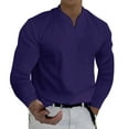thumbnail image 1 of XDZJLR Mens Polo Shirt Solid Color Long Sleeve With Pocket Lapel V Neck Fashion Leisure Business Oversized Tops, 1 of 4