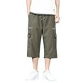 thumbnail image 1 of XDZJLR Mens Shorts Over The Knee Elasticated Pocket Slacks Knee Length Short Pants Green L, 1 of 4