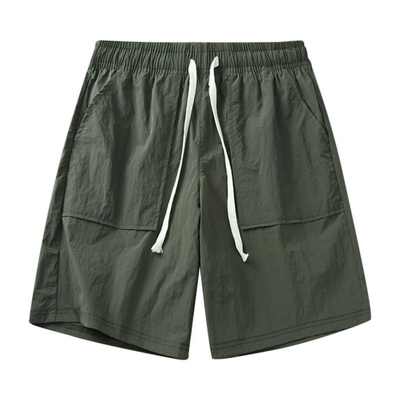 XDZJLR Mens Shorts Summer Beach Nylon Waterproof Solid Color Loose Drawstring Short Pants