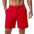 thumbnail image 1 of XDZJLR Mens Shorts Summer Solid Color Pocket Drawstring Loose Quick Dry Sports Running Straight Beach Work Shorts for Men Red M, 1 of 4