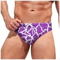 thumbnail image 1 of XDZJLR Mens Swim Briefs Fashion Casual Sequin Print Comfortable Swimming Spa Lace Up Swimsuit Trunks Soft Beachwear Purple, 1 of 5