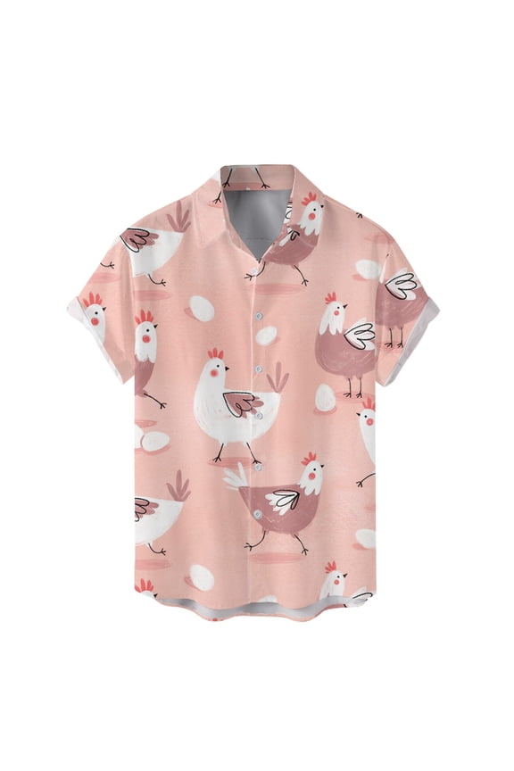 Mens T Shirt Easter Fashion Casual Crewneck Graphic Short Sleeve Shirt Lapel Fully Printed Tops Tees