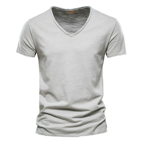 XDZJLR Mens T Shirt Fashion Casual Solid Color Cotton V Neck Short Sleeve T-Shirt