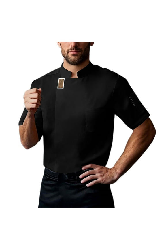 Mens T Shirts Catering Chef Workwear Chef Suit Short Sleeve Cardigan Tops