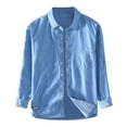 thumbnail image 1 of XDZJLR Mens T Shirts Denim Long Sleeve Jean Work Regular Fit Button Down With Pockets Tops, 1 of 4